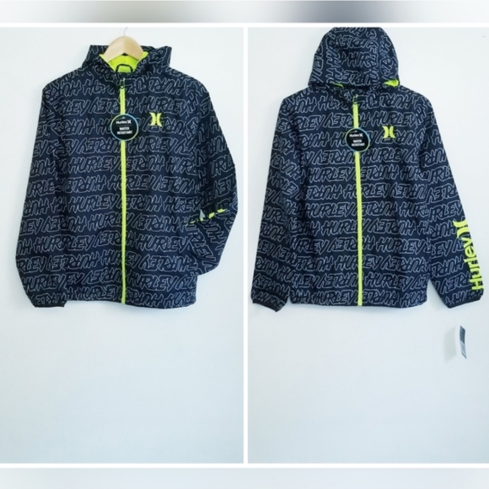Hurley Water-Resistant Jacket Hoodie Windbreaker Jacket NWT Size XL 13-15 Years